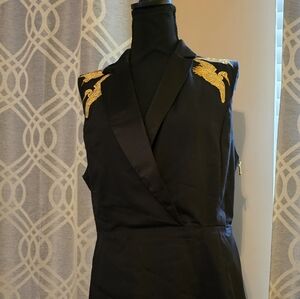 Black Dress with Gold Embroidery